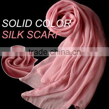 2016 New Design Hangzhou Silk Solid Color Multipurpose Big Size Silk Scarves