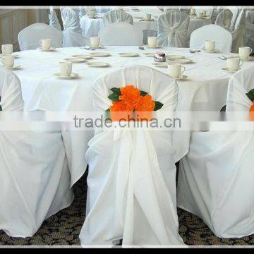 modern wedding chair cover with flower / banquet chair cover white / taffeta wedding chair cover