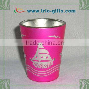 Metallic shot glass sail boat design