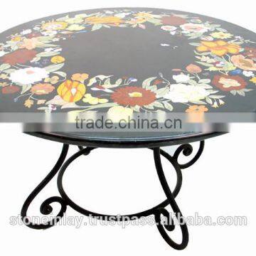 Black Marble Coffee Table with Table Stand