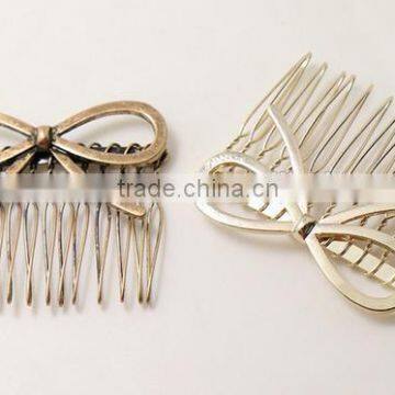 wholesale price gold plated metal hair bow hair comb wedding hair pieces