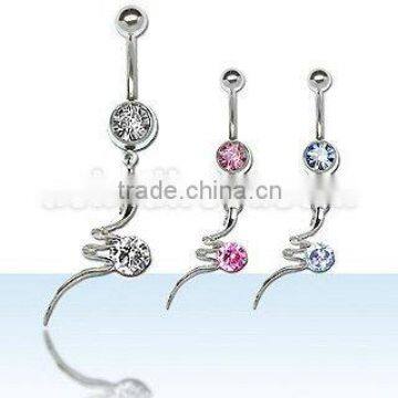 dangling swirl navel ring