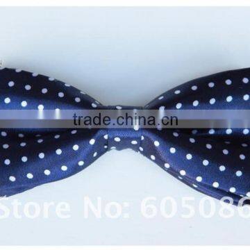 Mens Polyester Blue with White Dot Bow Tie Ready Tied