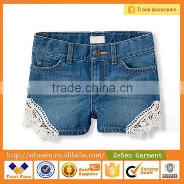 Children Hot Pants Lace Jeans Denim Shorts