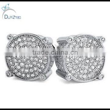 hot round stud earring micro pave earring