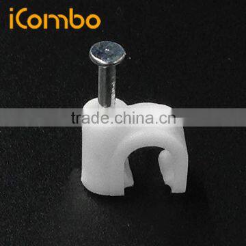 9mm white sticky back network round coaxial ethernet plastic cable clips