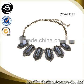Rhinestone Choker Necklace for 2015 Wholesale Jewelry Fashion Plated in Antique Handmade Necklace Made in China Yiwu
