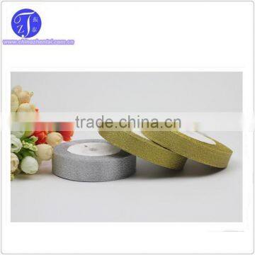 Wholesale Packing Metallic Ribbon Decorative Polyester Metallic Ribbon,gold and silver fabric metallic ribbon