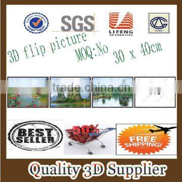 Guangzhou Lifeng Item No 972 Lenticular landscape painting3D Picture with flip effect in stock