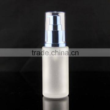 whole sale frosted glass bottle with metal press pump