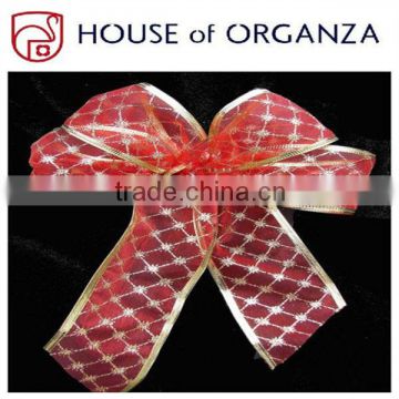 Christmas Organza Wired Ribbon for gift decoration