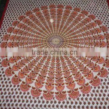 New White Peocock Prints Bedsheets Tapestry photo-2