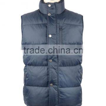 Men's navy color cotton-padded waistcoat