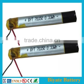 Customized 3.7v 70350 90mAh round lithium polymer battery for ecig                        
                                                Quality Choice