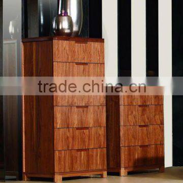 Modern walnut 5 drawer chest