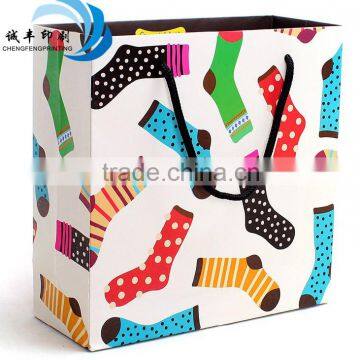 hot sale full color paper cardboard bag for socks