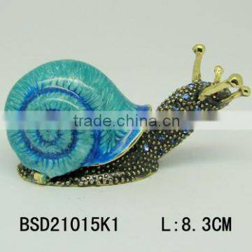 Metal decorative enamel snail trinket box