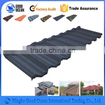 Color corrugated beautiful flat roofing material stone roof tile