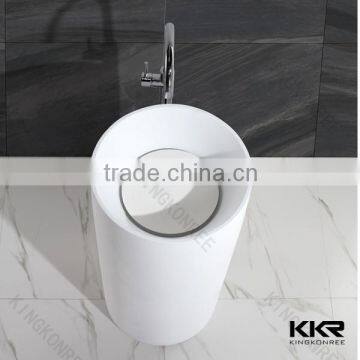 Newest solid surface resin stone white free standing wash basin