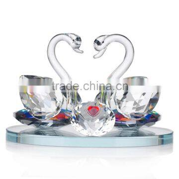 Wholesale K9 glass handmade wedding decoration crystal swan figurine