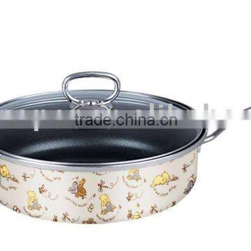 ECY,porcelain enamel non-stick low pot-enamelware