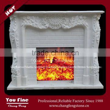 White Marble American Style Fireplace