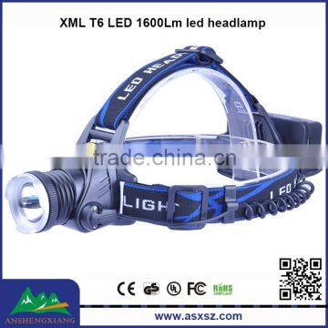 XQ58 1xCREE XML T6 LED 1800Lm Rechargeable led headlamps for hunting