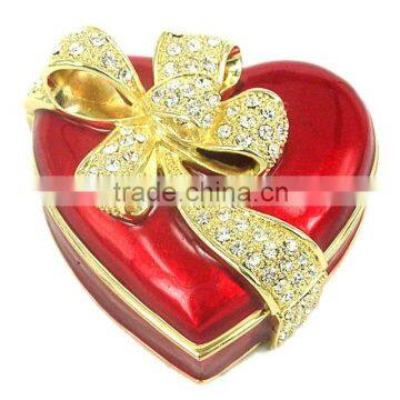 metal crystal heart jewelry box with magnet closure,good quality and various designs,passed SGS factory audit