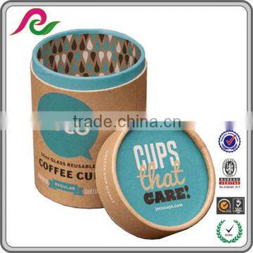 Custom round kraft paper box with printing for coffee cup packing