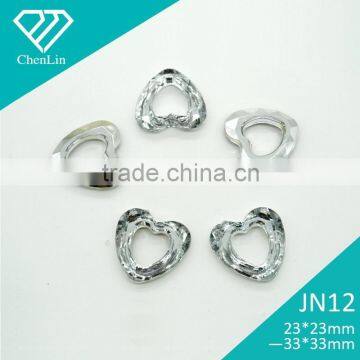 JN12 heart circle ring 23*23 33*33 point back acrylic jewels rhinestones DIY fashion decoration, craft fitting garment bags