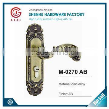 Euro standard zinc alloy antique Brass finish reversible mortise gate lock, door handle lock