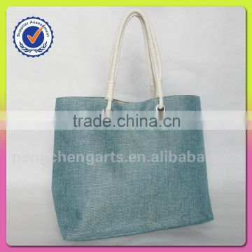 Shoulder bag style and polyester lady bag with cotton handle