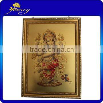 hot!!! cheap gold foil indian ganesh god picture with frame