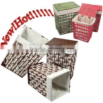 2011 Newest 3pcs Square Storage Seagrass Laundry Basket