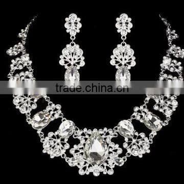 Fashion High Quality Luxury Bridal Necklace Earrings Tiara Wedding Jewelry Set photo-3