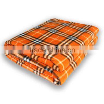 Heavy Weight Polar Fleece Blanket With Orange Check Print