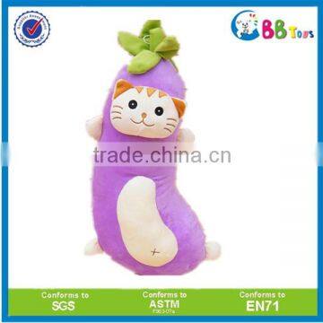 Wholesale Dongguan Cute plush fruit cat toys stuffed soft eggplant aniaml face toy