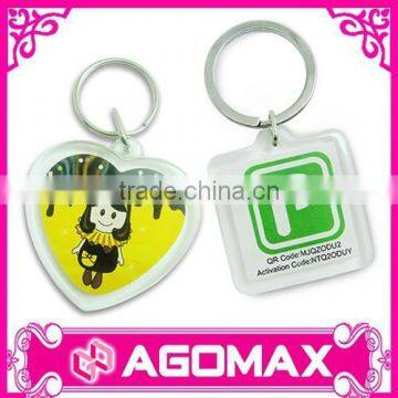 Custom printed photo frame mini heart shape acrylic keychain / keyring