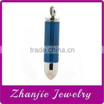 Two Tone Blue And Seel Cremation Urn Jewelry Bullet Shape Design Stainless Steel Ash Cremation Keepsake Urn Pendant Jewelry