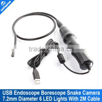 Endoscope Pipe Inspection Camera 2M USB 6 LEDS flexible IP67 waterproof Camera