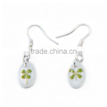 Shell lucky four leaf clover earrings jewlery for St Patricks Day