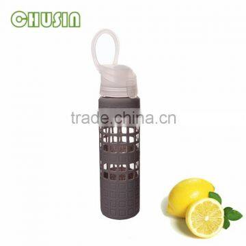 High Borosilicate Glass Water Bottle With Rubber Silicone Cover and Straw and Unique Style photo-3