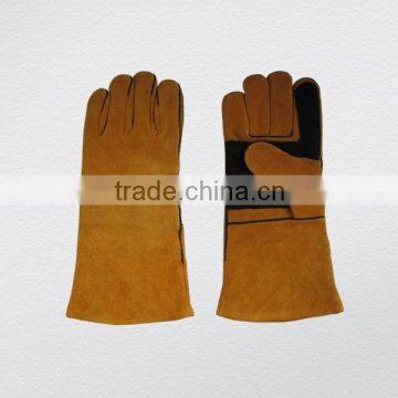 Cow split leather double palm welding glove