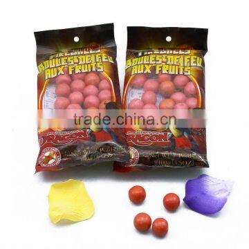 round gum balls in printed bag