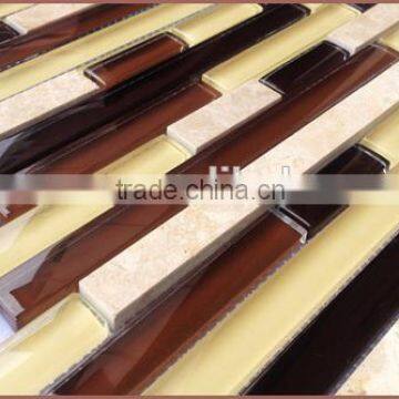 China factory strip stone mixed glass mosaic tile