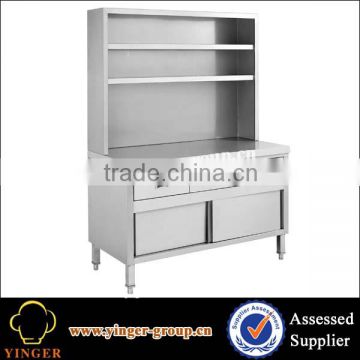 stainless steel Wor working table with drawer and over-shelves