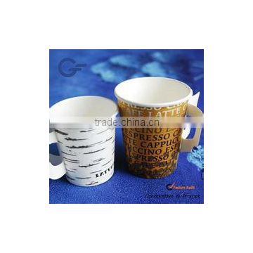 custom prinded 7oz drinking hot caffee paper cup with handle