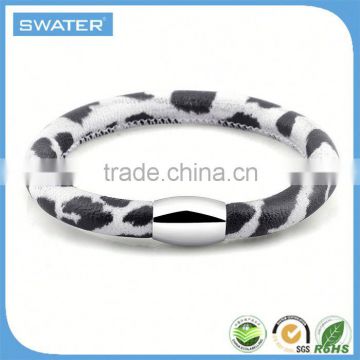 Christian Products Wholesale Black And White Sheepskin Leather Bracelet