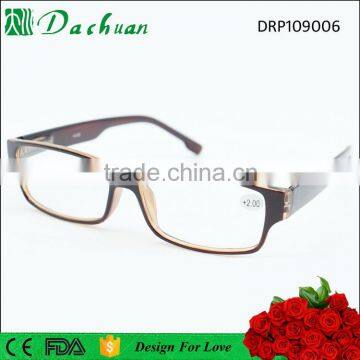 Classic plastic injection man reading glasses eyewear with spring hinge and crystal color