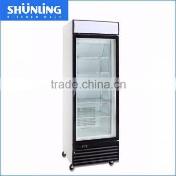 Commercial display refrigerator, supermarket Single glass door 338L beverage upright cooler
